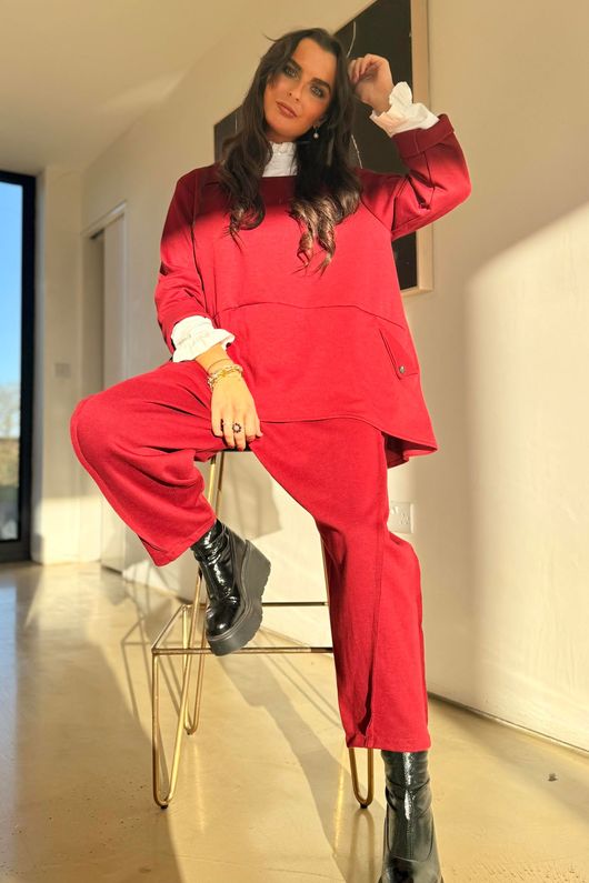 Sola Smart Tech Split Back Peplum Top Burgundy /15=